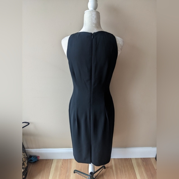 Tahari Black V Neck Back Slit Professional Dress - Picture 3 of 5